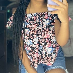 a off the shoulder floral blouse/top